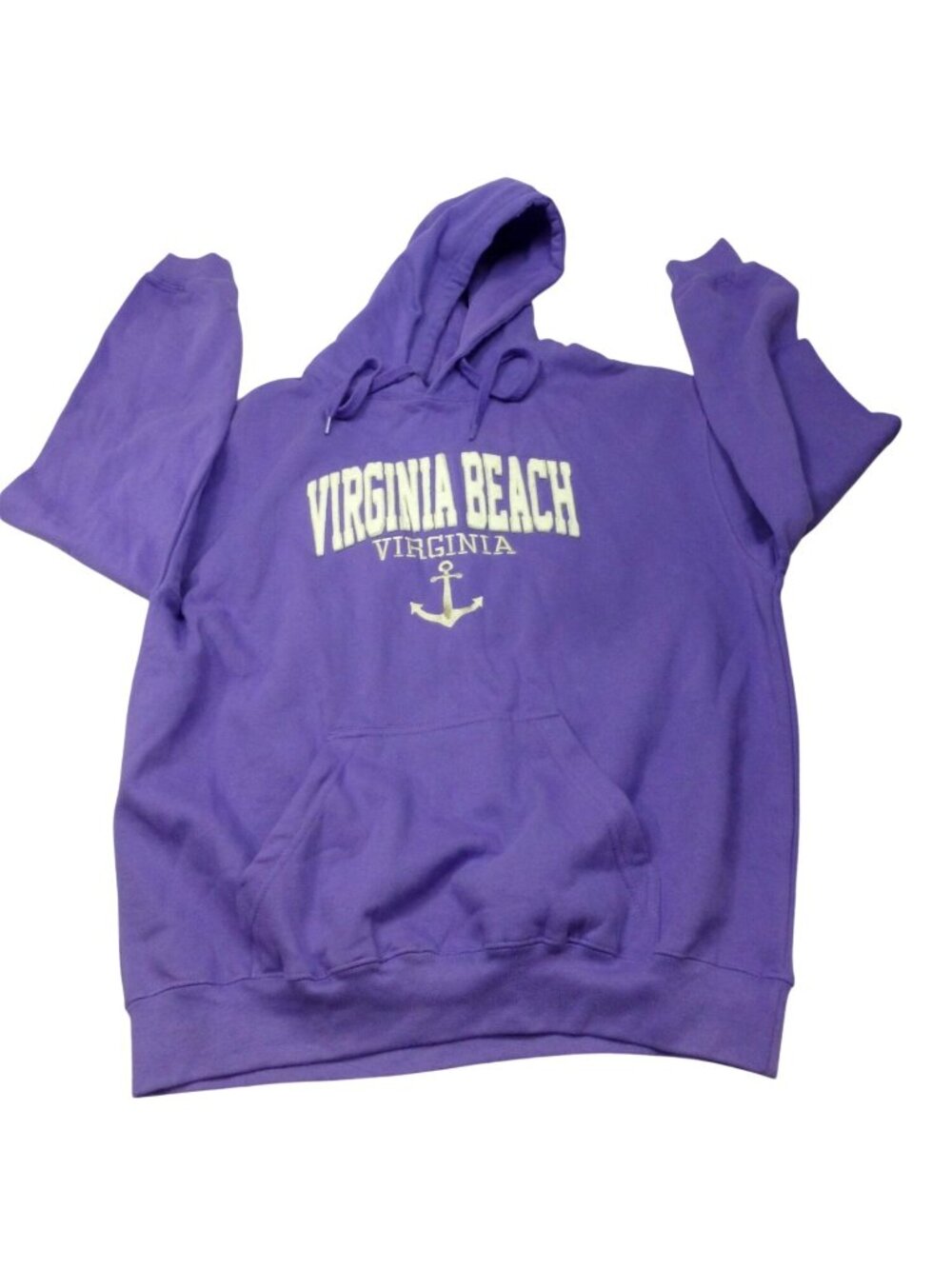 Virginia Beach Purple Hoodie With Anchor Logo Size XL 100% Cotton Cozy Sweatshir